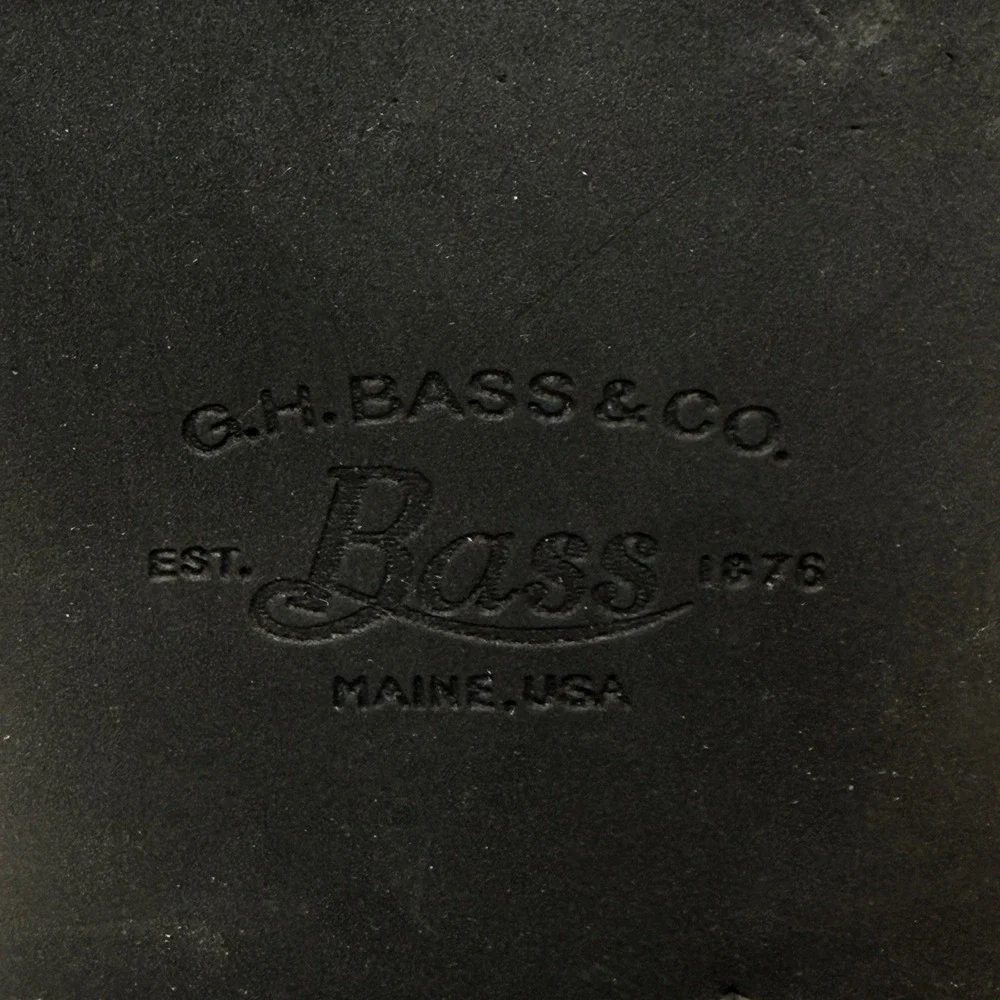 Bass Mens Howie Shoes 11 Black Leather Herringbone Wingtip‎ Oxford Preppy READ